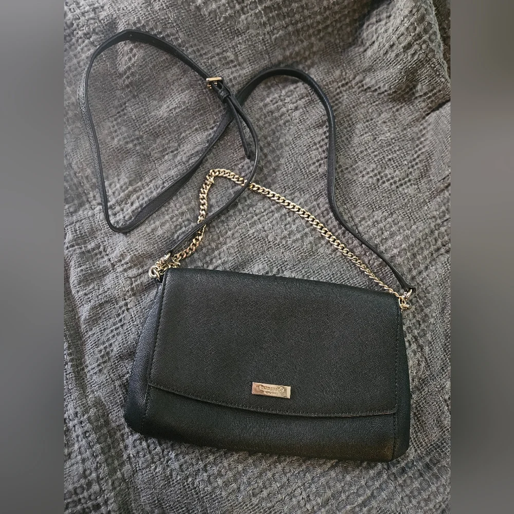 Kate Spade Black Saffiano Leather Crossbody Chain Strap Bag